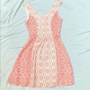 Pink and white patterned dress